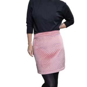 Pencil skirt mini quilted velvet Soft pink color Exposed zipper Size L ALYA